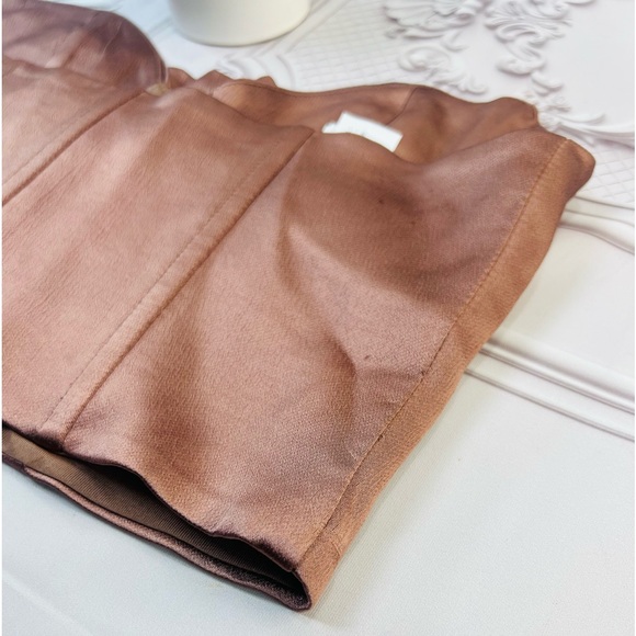 Zara Dusky Burgundy Corset Satin Cropped Tank Top Size Small - Picture 10 of 10